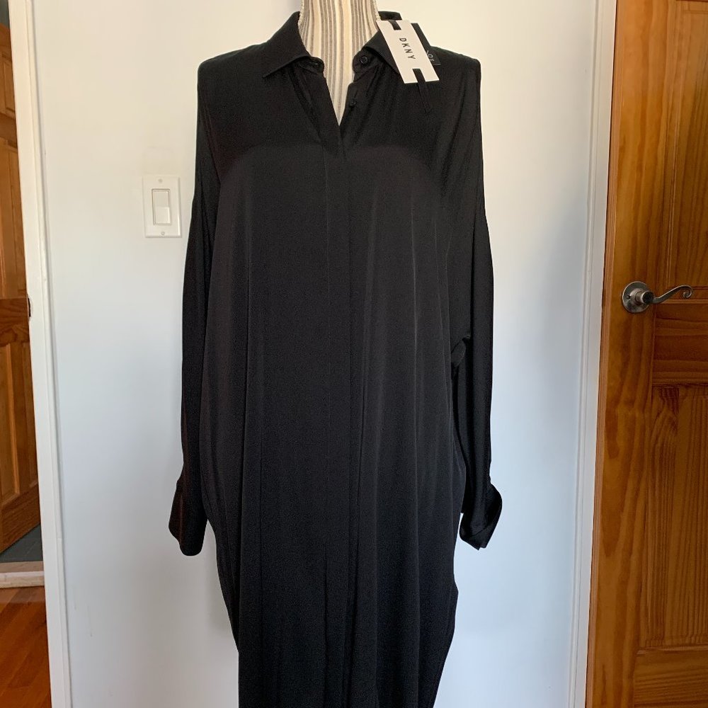 Essential Silk Cold Shoulder Shirt Dress